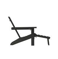 Ridley Hdpe Adirondack Chair With Cup Holder And Pull Out Ottoman, All-Weather Indoor/Outdoor Lounge