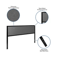 Merrick Lane West Avenue King Headboard Upholstered With Metal Frame And Adjustable Rail Slots