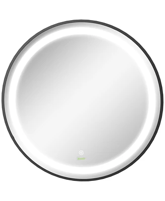 Kleankin Led Vanity Mirror for Bathroom, Dimmable Lighted Wall Mount Mirror