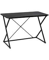 Homcom Home Office Computer Writing Desk with Z and X Bar Frame Support, Black