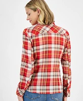 Nautica Jeans Women's Bayfront Plaid Roll-Tab Shirt