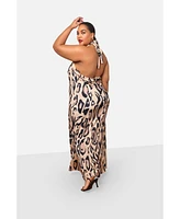 Rebdolls Women's Kenya Leopard Halter Maxi Slip Dress