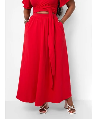 Rebdolls Plus Size Big Risk Maxi Skater Skirt W. Pockets