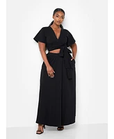 Rebdolls Plus Big Risk Wrap Around Kimono Crop Top