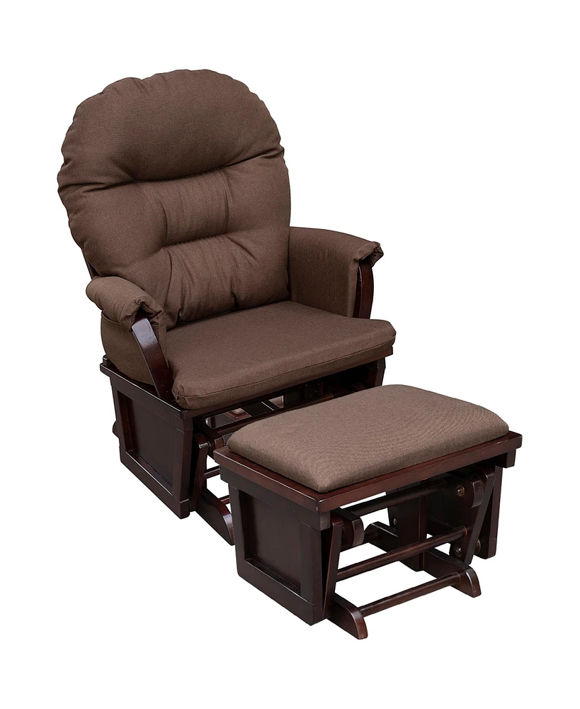 Homcom 2PC Living Room Rocker Lounger w/ Ottoman Set & Suede Footrest, Brown