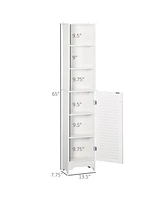 Homcom Bathroom Cabinet Cupboard Shelving Storage Unit w/ Door & 6 Shelves