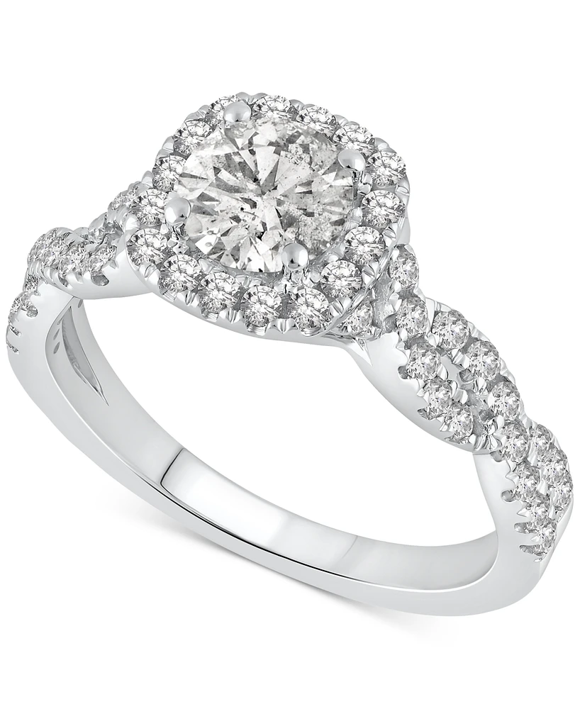 Gia Certified Diamond Halo Engagement Ring (1 ct. t.w.) in 14k White Gold