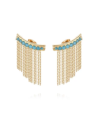 Ettika Turquoise Bead 18k Gold Plated Ear Crawler