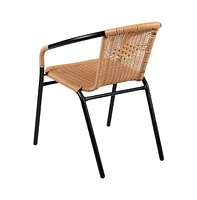 Pack Rattan Indoor-Outdoor Restaurant Stack Chair With Curved Back
