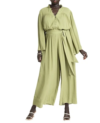 Eloquii Plus Flowy Cover Up Jumpsuit - 14/16, Sage Green