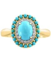 Effy Turquoise & Diamond (1/10 ct. t.w.) Halo Ring in 14k Gold