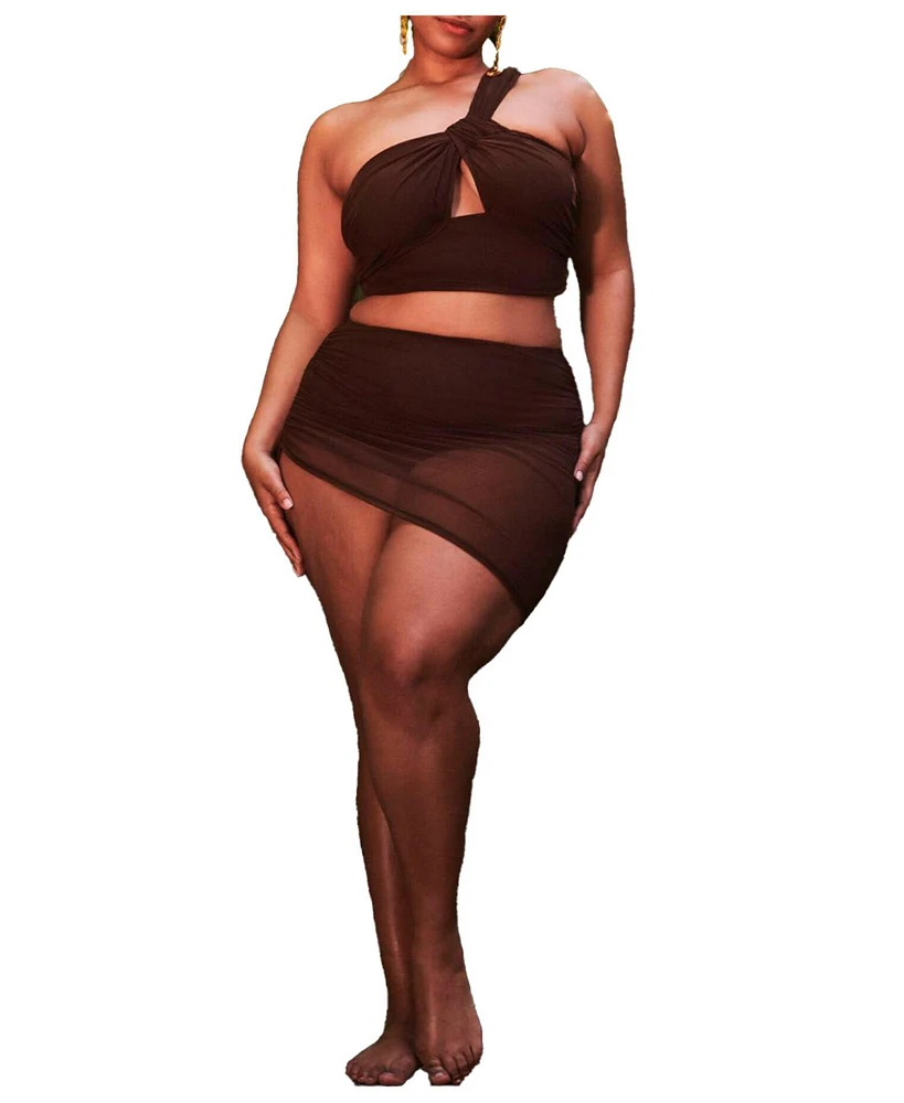 Eloquii Plus Size Ruched Bikini Miniskirt