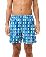 Lacoste Men's Abstract-Print Quick-Dry 6" Swim Trunks