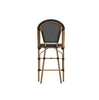 Mael Set Of Two Stacking Bistro Style Counter Stools With Textilene Backs And Seats Metal Frames For Indoor/Outdoor Use