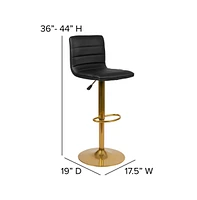 Set Of 2 Contemporary Height Adjustable Swivel Stools With Back And Pedestal Base Footrest