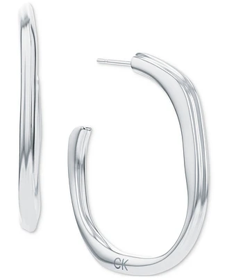 Calvin Klein Stainless Steel Medium Structural C-Hoop Earrings, 1.33"