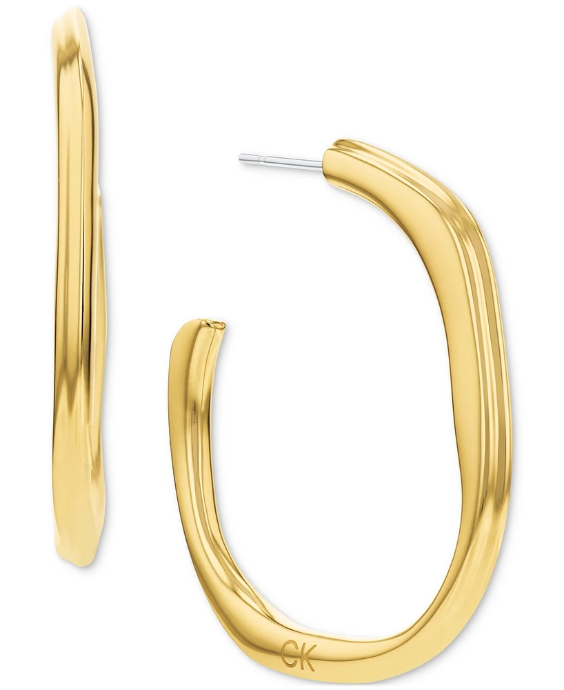 Calvin Klein Stainless Steel Medium Structural C-Hoop Earrings, 1.33"