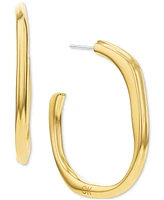 Calvin Klein Stainless Steel Medium Structural C-Hoop Earrings, 1.33"