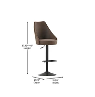 Mischa Set Of Two Adjustable Height Dining Stools With Tufted Upholstered Seats And Pedestal Base With Footring