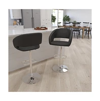 Rothko Modern Bar Stool Rounded Mid-Back Stool With Height Adjustable Swivel Seat