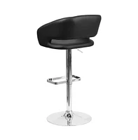 Rothko Modern Bar Stool Rounded Mid-Back Stool With Height Adjustable Swivel Seat