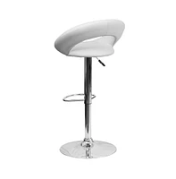 Rounded Orbit-Style Back Vinyl Swivel Adjustable Height Barstool