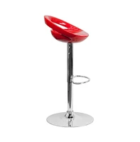 Rounded Cutout Back Swivel Adjustable Height Barstool, Chrome Base