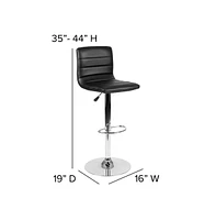 Coti Modern Channel Tufted Upholstered Height Adjustable Mid-Back Stool And Pedestal Base With Footrest