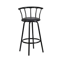 Crown Back Metal Barstool With Vinyl Swivel Seat