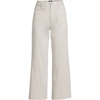 Lands' End Women's High Rise Patch Pocket Wide Leg Chino Crop Pants