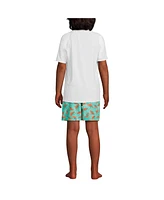 Lands' End Boys Chlorine Resistant Short Sleeve Upf 50 Rash Guard Swim Trunk Set