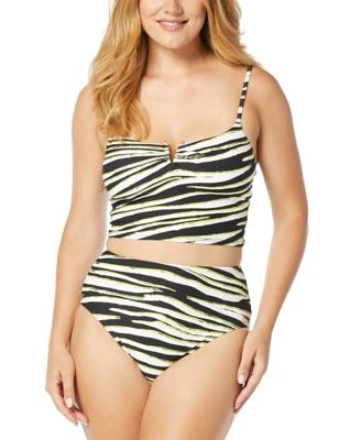 Coco Reef Womens Coco Contours Intrigue Cropped Tankini Top High Waist Bottom