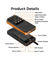 Alpha Digital Outdoor Power Bank- 10,000mAh with Solar Panel & Wireless Charging