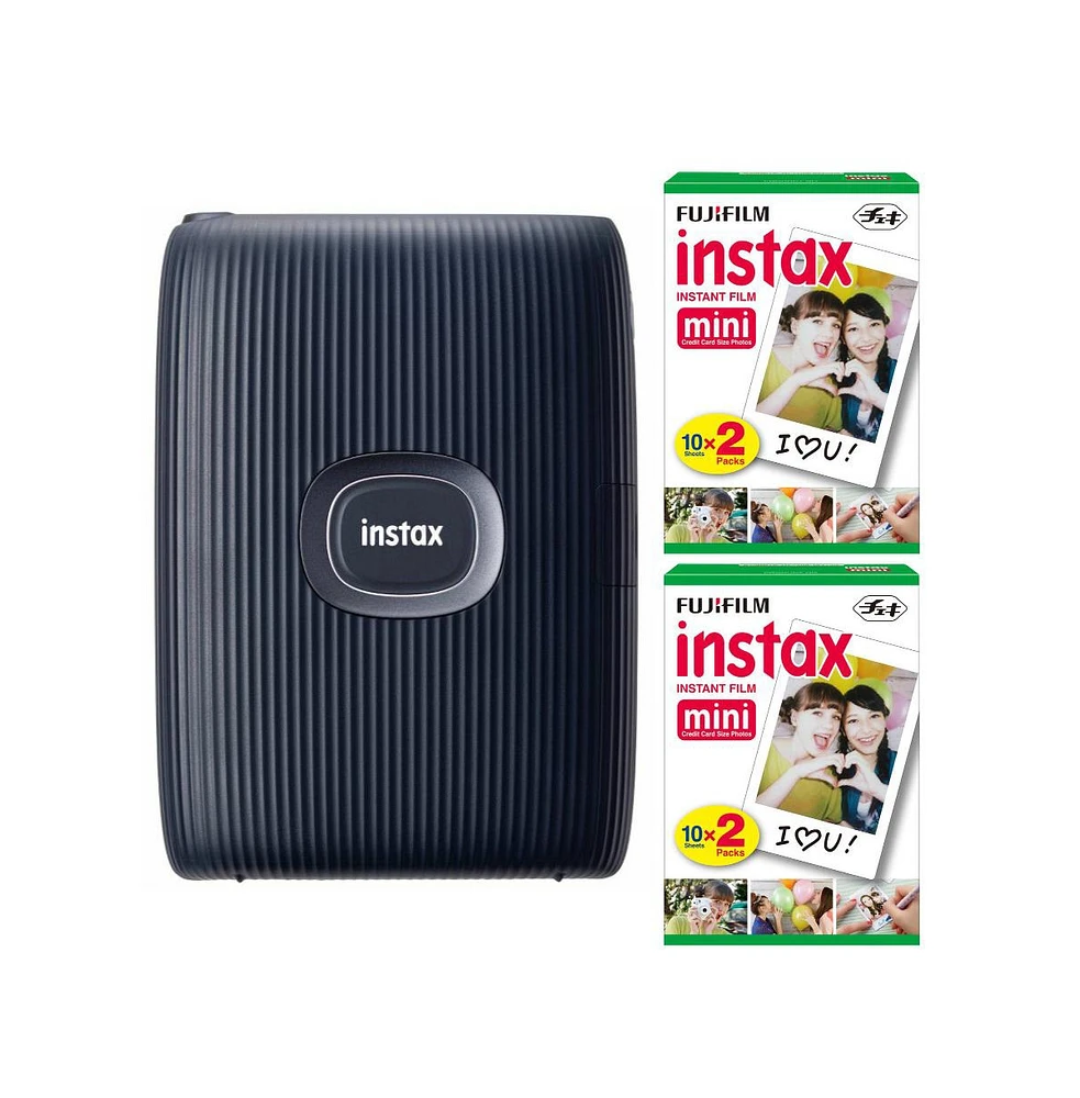 Fujifilm Instax Mini Link 2 Smartphone Printer (Space Blue), Mini Film 40 Sheets