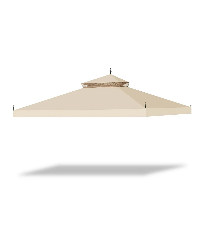 Yescom 10'x10' Water Resistant Canopy Top Replacement for Arrow Gazebo Dual Tier Beige MS17-301-004-20