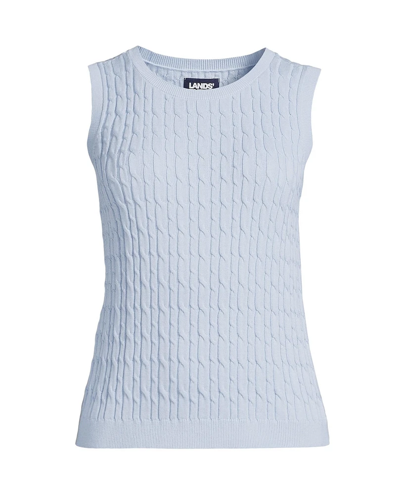 Lands' End Women's Fine Gauge Cable Tank Sweater