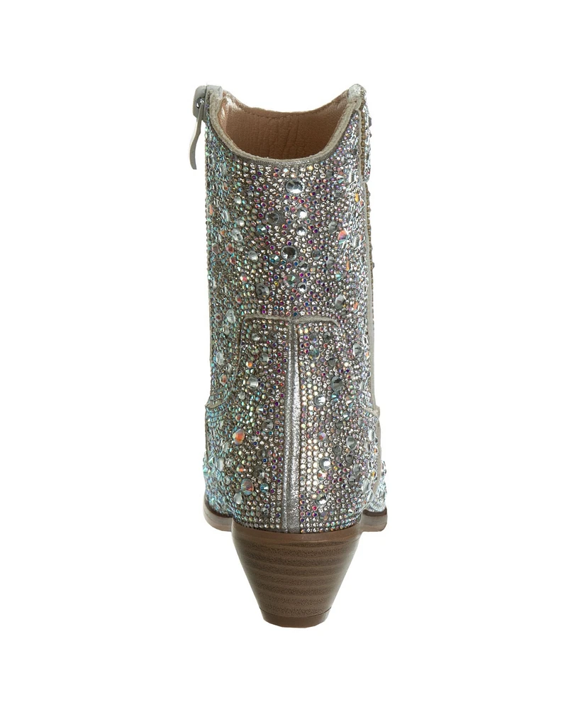 Badgley Mischka Little and Big Girls Glittery Silver Dress Boots