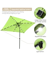 Yescom 10x6.5FT Rectangle Outdoor Solar Led Patio Umbrella with Crank Tilt for Table Market Yard Deck Pool Party