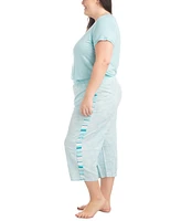 Muk Luks Plus 2-Pc. Coastal Life Cropped Pajamas Set