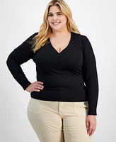 And Now This Trendy Plus Long-Sleeve Henley Top, Created for Macy's