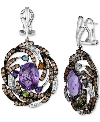 Le Vian Multi-Gemstone Swirl Cluster Drop Earrings (14-1/5 ct. t.w.) in 14k White Gold