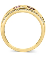 Effy Multi-Gemstone (1-1/8 ct. t.w.) & Diamond (1/3 ct. t.w.) Scattered Statement Ring in 14k Gold