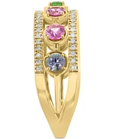 Effy Multi-Gemstone (7/8 ct. t.w.) & Diamond (1/5 ct. t.w.) Open Work Statement Ring in 14k Gold