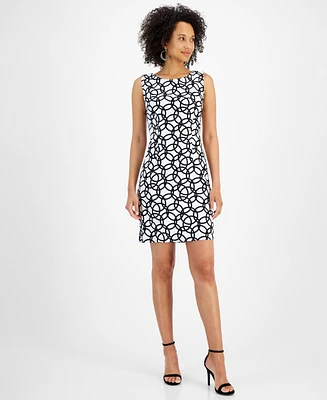 Connected Women's Printed Boat-Neck Sheath Dress