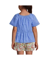 Lands' End Girls Flutter Sleeve Tiered Peasant Top