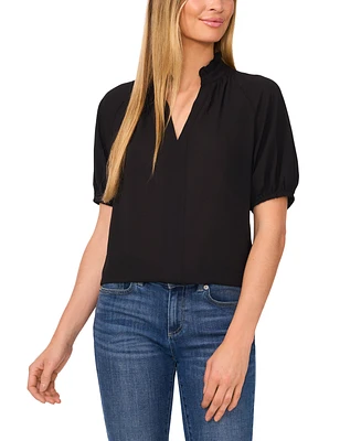 CeCe Women's Split-Neck Puff-Sleeve Blouse