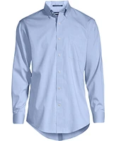 Lands' End Big & Tall Traditional Fit Solid No Iron Supima Pinpoint Buttondown Collar Dress Shirt