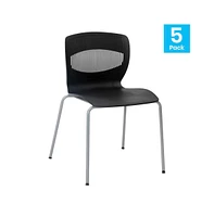 Emma+Oliver Arcana Series Set Of 5 Heavy Duty 770 Lb. Capacity Ergonomic Polypropylene Stack Chair With Lumbar Support And Steel Frame