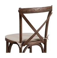 Merrick Lane Davisburg Stackable Wooden Cross Back Bistro Dining Chair With Cushion