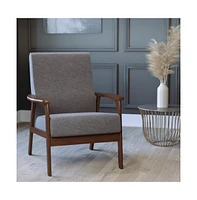 Emma+Oliver Langmore Upholstered Mid-Century Modern Arm Chair With Wood Frame